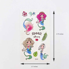Mermaid Kids Temporary Tattoo Party Favor Sheets