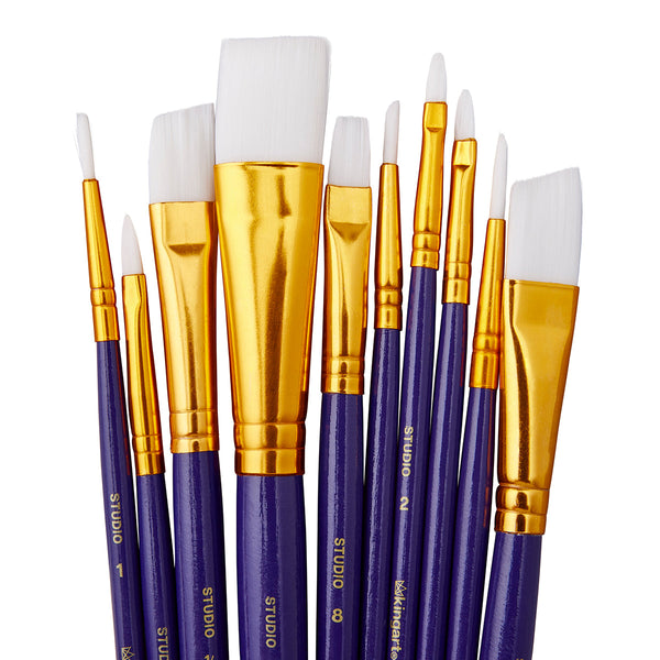 Nylon 10-Piece Acrylic Watercolor Brushes