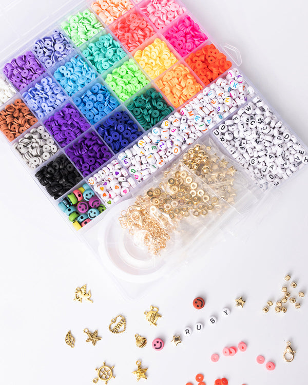 Multicolor Alphabet Heishi Happy Face Jewelry Kit