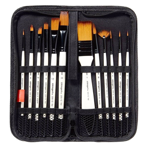 12-Piece Nylon Acrylic Watercolor Brushes