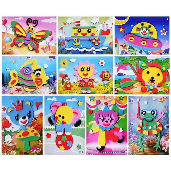 10-Design Cartoon 3D EVA Foam Sticker Puzzles