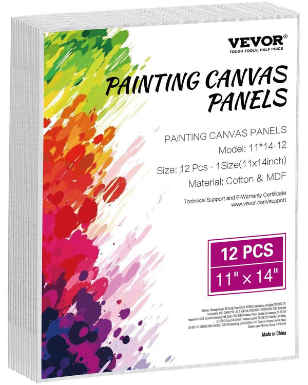12-Pack 11x14 Inch Blank Canvas Boards