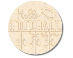 Unfinished Wood Etched Hello Football Season Door Sign | Paint By Line Crafts | up to 30" DIY