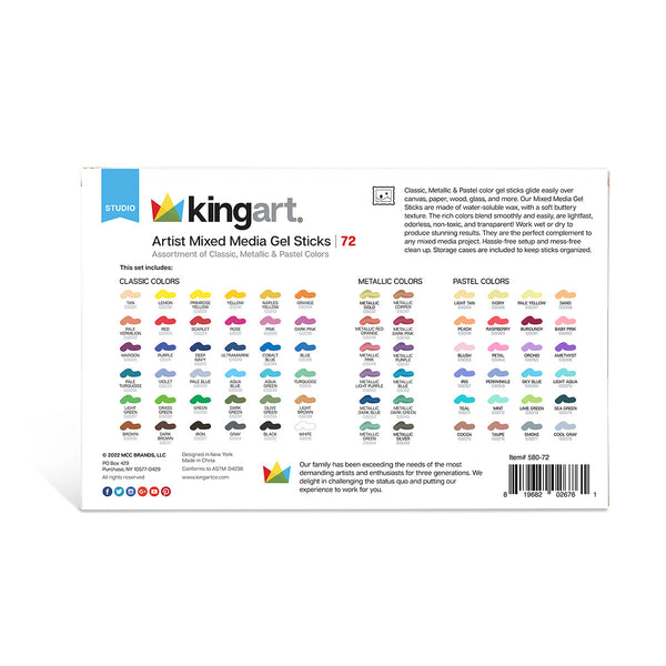 Mixed Media Gel Stick Crayons 72-Color Set